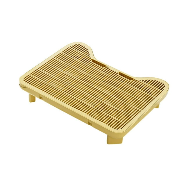 Milaget Cat Litter Box Ramp Lightweight Easy to Clean Elevated Sturdy Cat Litter Mat Yellow