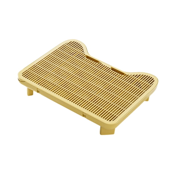 Rampa para caja de arena para gatos, alfombrilla para arena para gatos, resistente, ligera, fácil de limpiar, elevada para Amarillo