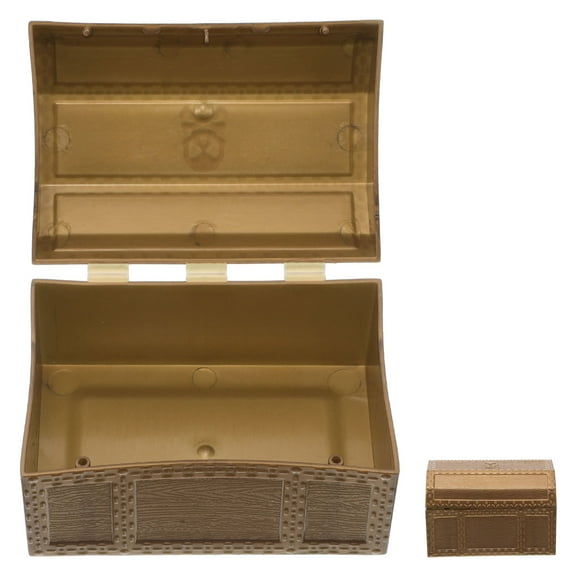 HOOWIFFY Treasure Box for Classroom Small Trinket Box Plastic Golden 1Pack