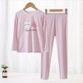 thumbnail image 2 of TOWED22 Baby Toddler Girls Fall Winter Outfits 2pcs CartoonPrint Long Sleeve Round Neck Tee and Relaxed Pants Set Clothes(Purple,13-14 Y), 2 of 8