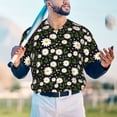 thumbnail image 5 of Zufioo Daisy Print Men's Baseball Short Sleeve, Moisture Wicking Button-Down Hip Hop Tee-Small, 5 of 7
