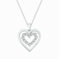 Cali Trove Double Heart Pendant Necklace for Women 1/20 Ct Natural Diamonds 925 Sterling Silver Interlocking Hearts Symbol 18 Inch Chain Everyday Jewelry Mother’s Day Jewelry Gifts