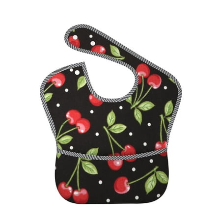 

Bingfone Mess-Proof Baby Bib - Waterproof Bib for Baby Boy or Girl with Food Catcher Pocket Unisex-Sweet Red Cherry