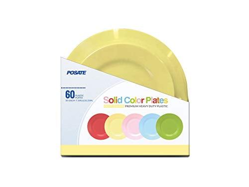 Plastic Plates Disposable Light Yellow 60 Pcs 