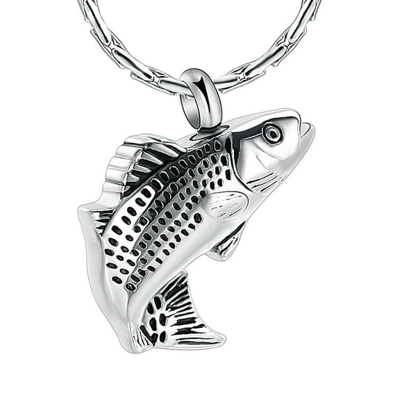 Constantlife Fish Urn Cremation Necklace for Ashes Urn Necklaces for Human Ashes Fishing Locket Ashes Holder Keepsake Cremation Memorial Pendant Jewelry