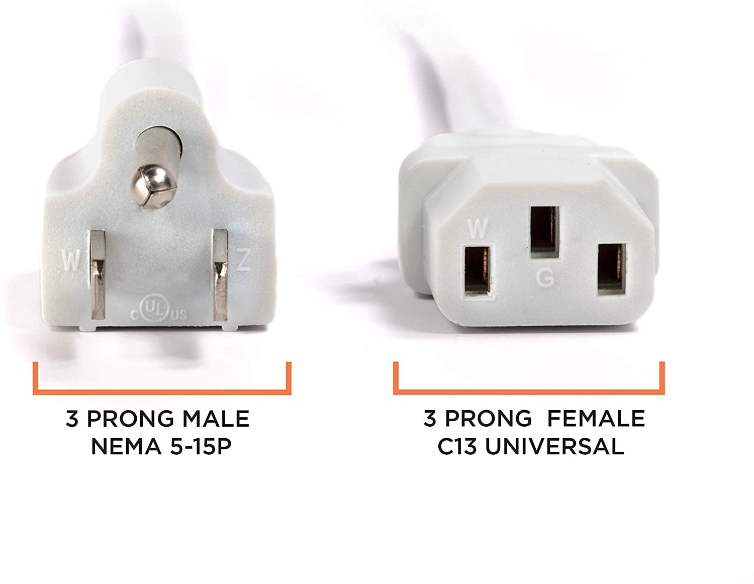 THE CIMPLE CO - AC Power Cord 3 Prong (18 awg) for TV PC Monitor Wall Mount Set Up -White - 25ft