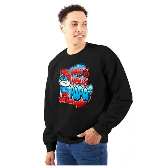 Airbrushed Smurf Who's Your Papa Men Big & Tall Sweatshirt Brisco Brands 2X