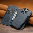 thumbnail image 6 of for iPhone 12 Pro / 12 6.1" 2-in-1 PU Leather Case, Detachable Wallet Case with Card Holder Stand, Removable Folio Protective Cover, Support Magnetic Car Mount, Magnetic Clasp, Shockproof Cover, Blue, 6 of 11
