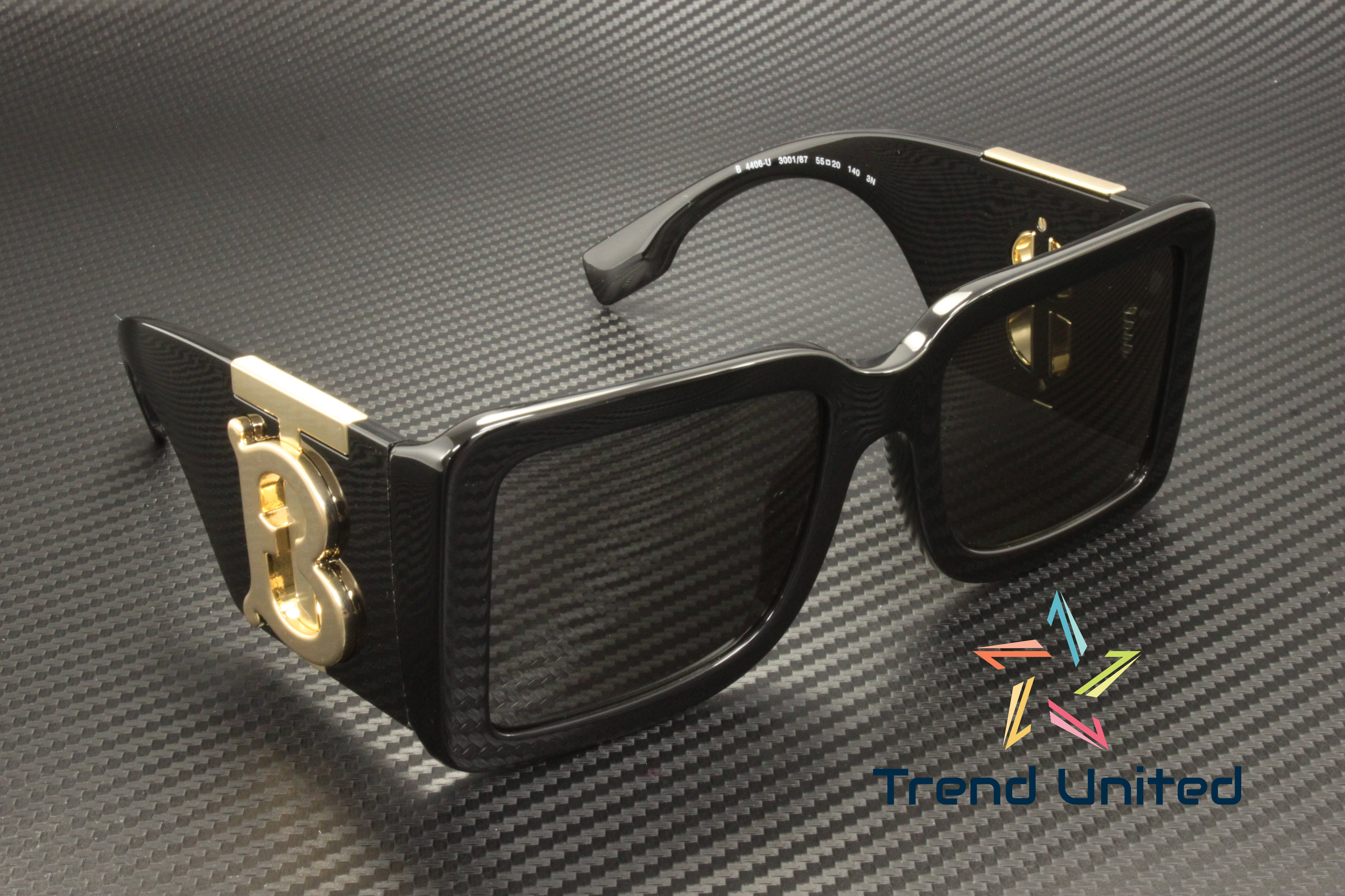BURBERRY BE4406U 3001/87 WOMEN SUNGLASSES BE4406U 300187 BLACK EYEWEAR Burberry BE4406U 300187 55mm Square Sunglasses Women main image 2