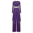 thumbnail image 6 of Aislor Womens Liturgical Worship Praise Dance Dress Long Sleeve Overlays Tunic with Wide Leg Baggy Pants Set Purple S, 6 of 7