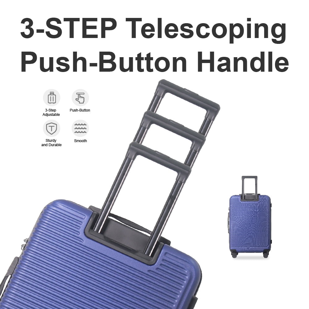 MAYEERTY 3-Piece ABS Luggage Set, Spinner Wheels, TSA Lock, Lightweight Suitcase, Dark Blue