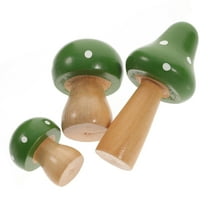 DEMACRIO 3Pcs Miniature Garden Figurines Simulated Mushroom Wooden Sculpture for Home Decoration Micro Landscape Decor