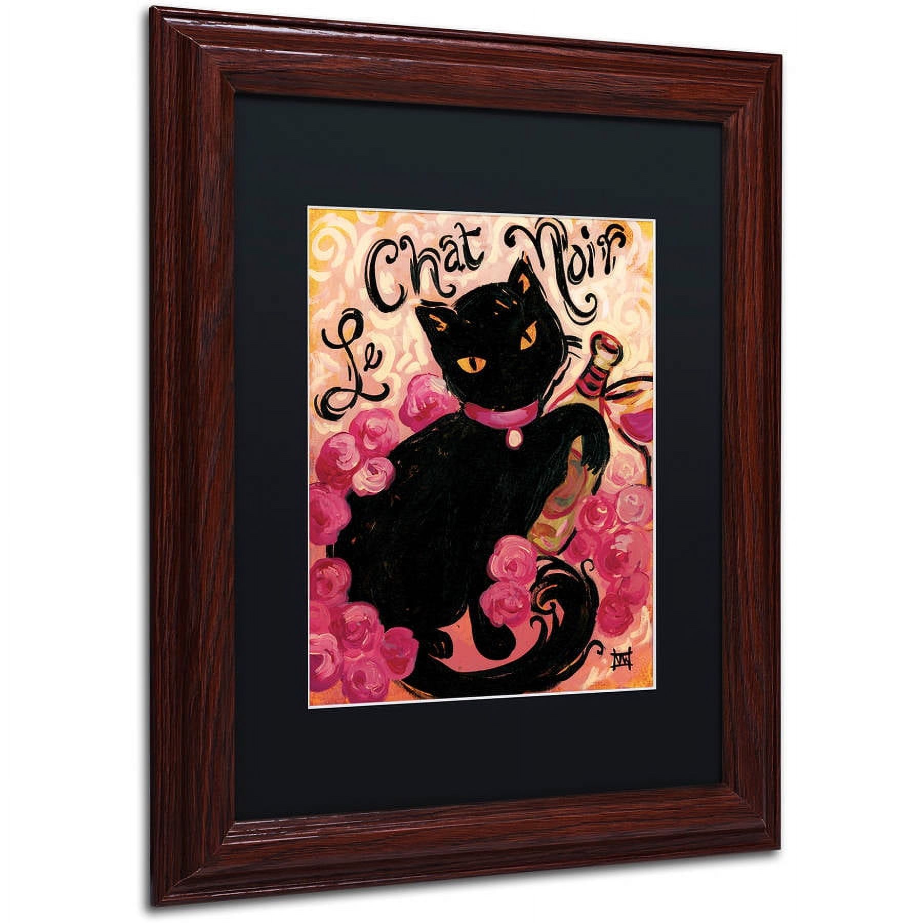 Trademark Fine Art "Le Chat Noir" Canvas Art by Natasha Wescoat, Black Matte, Wood Frame