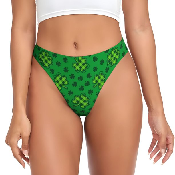 Fotbe St Patrick's Day5 Tanga Sin Costuras para Mujer con Estampado – Panties Invisibles, Transpirables y Cómodos para Uso Diario-Large