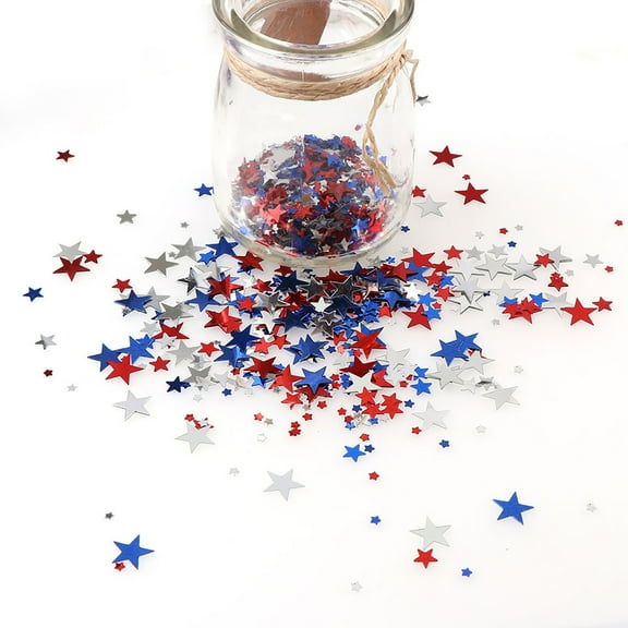 Floleo 4th of July Independence Day Star Sequin Confetti Holographic Metallic Foil Patriotic Table Confetti for 4th of July Independence Day Birthday Weeding Baby Shower Party Decoration