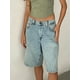 thumbnail image 2 of Bermudas vaqueras holgadas Y2k para mujer, de tiro bajo, pierna ancha, hasta la rodilla, de gran tamaño, para verano, 2 of 7