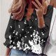 thumbnail image 2 of Mujeres Casual Manga completa Cuello en V Tops Camisas sueltas Blusa Tops estampados Pompotops  FGAJ13982, 2 of 5