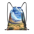 thumbnail image 1 of Saiise Western Desert Cactus Pattern Sports Drawstring Backpack - String Swim Gym Bag with Wet Proof Pocket for Women&Men-Small, 1 of 6