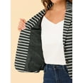 thumbnail image 6 of INSPIRE CHIC Women's Notched Lapel Long Sleeves Button Striped Blazer M Grey White, 6 of 8