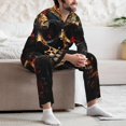 thumbnail image 7 of Susaid Artistic Flower Butterfly Skull Print Men's Long Sleeve Pajama Set, Two-Piece Button-Down Loungewear PJs Set, Comfortable Sleepwear for Relaxation-Large, 7 of 7