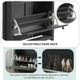 thumbnail image 5 of PORKISS Shoe Cabinet, Wood Entryway Cabinet with 2 Flip Drawers, Modern Shoe Rack with Drawer and Adjustable Panel for Hallway, Grey, 5 of 12