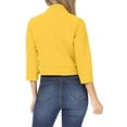 thumbnail image 6 of Mnjin Casual Cropped Blazer Jackets for Women Solid Color 3/4 Sleeve Open Front Cardigan Short Jacket Suit Coat Outerwear (Yellow,Size-2XL), 6 of 6