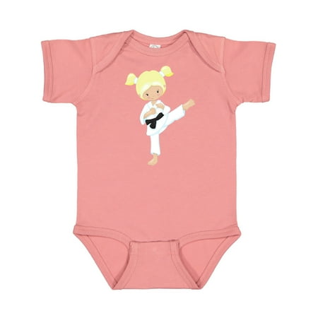 

Inktastic Cute Girl Blonde Hair Karate Pose Black Belt Gift Baby Girl Bodysuit
