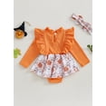 thumbnail image 5 of aturustex Halloween Clothes for Baby Girls Rompers Dress 0 3M 6M 12M 18M Infant Crew Neck Ghost Flower Print Bodysuits Skirt Hem Long Sleeve Jumpsuitstle Girl Fashion Cute Daily Fall Outfits, 5 of 8