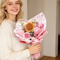 thumbnail image 5 of Handmade Crochet Sunflower & Rose Bouquet - 35cm/13.78in Knitted Flower Arrangement, Home Decor Gift, Tulip Mix (Pink & Yellow), 5 of 6