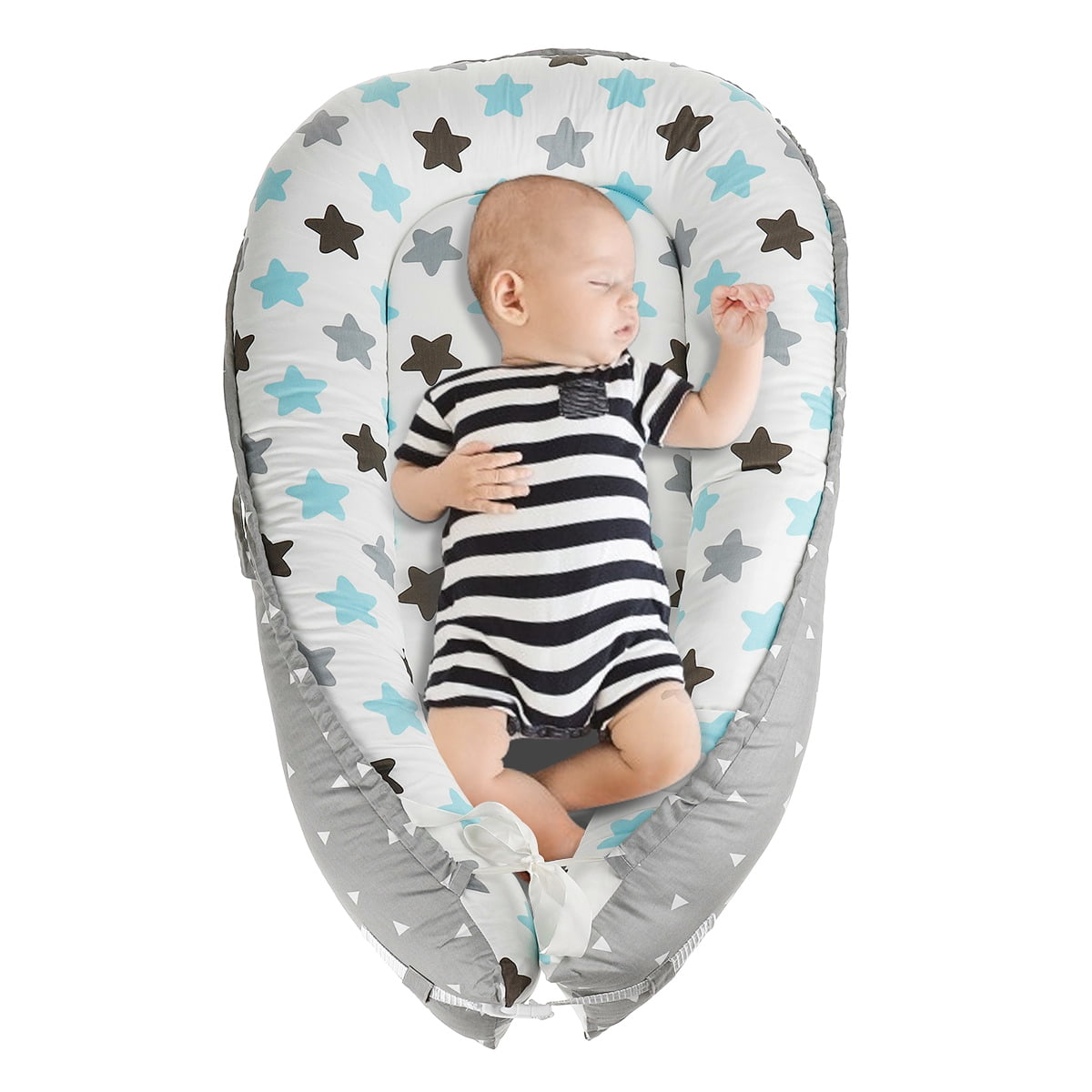 Machine Washable Newborn Sleeping Bed Suit for 0-12 Months Baby Lounger Baby Nest for Co-Sleeping Animal Breathable Portable Infant Crib Nest with Soft Material and Waterproof Bumper 