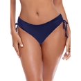 thumbnail image 3 of Ocean Blues Women's Full Coverage Swim Bottoms Sides Drawstring Mid Rise Bikini Bottom Navy Blue Bathing Suit Size M, 3 of 9