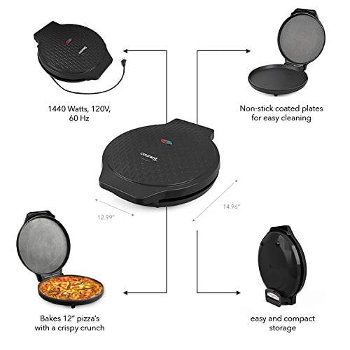 Courant Pizza Maker, 12 Inch Pizza Cooker and Calzone Maker, with Timer  &Temperatures control, 1440 Watts Pizza Oven convert to Electric indoor  Grill