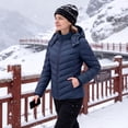 thumbnail image 5 of Women's Hooded Puffer Coat Lightweight Warm Puffy Quilted Winter Jacket for Cold Weather, Navy, 5 of 8