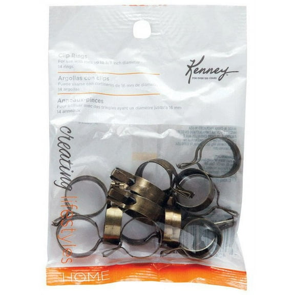 Kenney Brass Curtain Rings, Brown, 14-Pieces