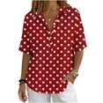 thumbnail image 2 of MAFYTYTPR Women's Polka Dot Half-Button Shirt Spread Collar Short Sleeve Casual Tops for Everyday Wear S-3XL Plus Size, 2 of 7