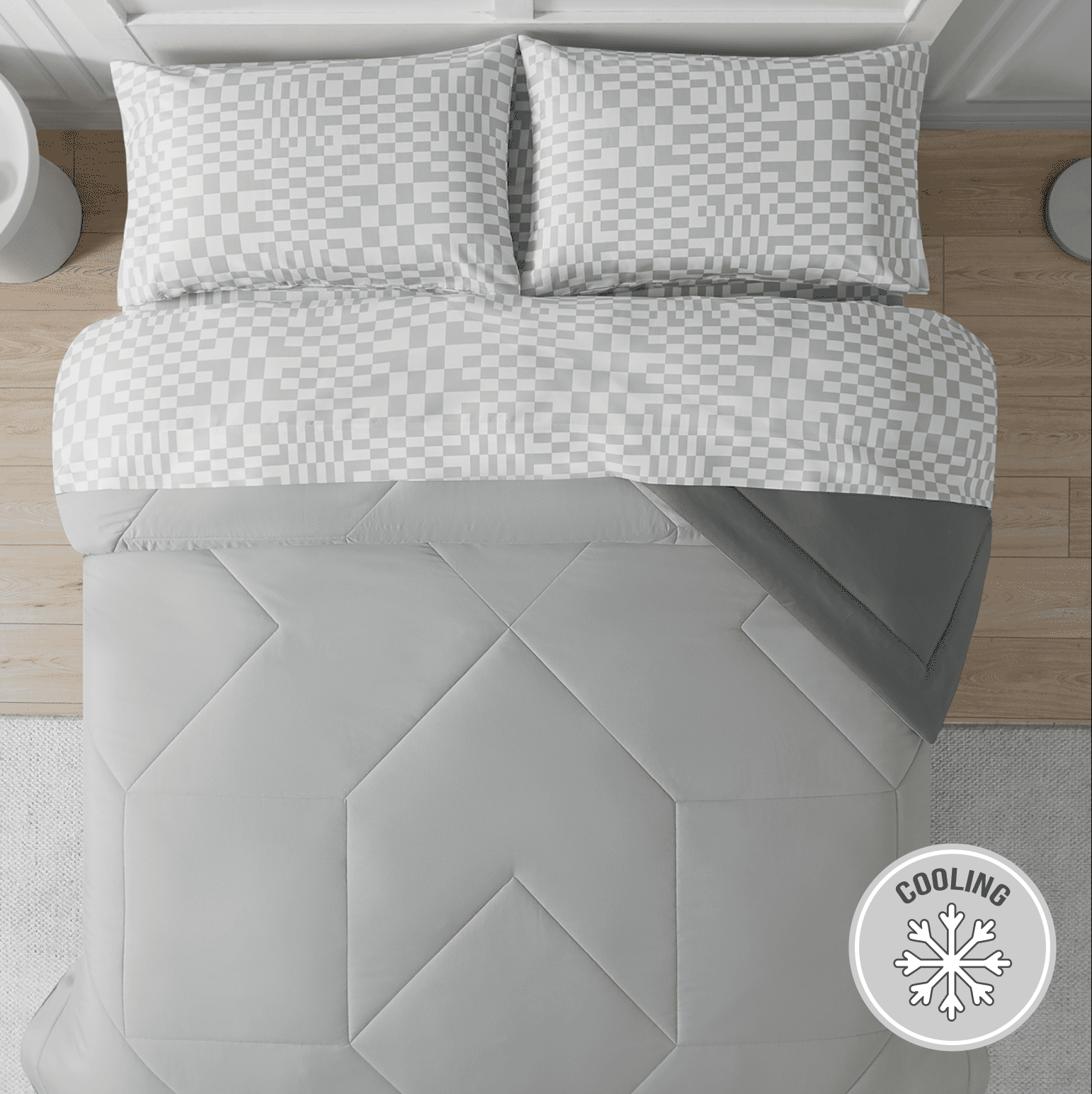 Bco Home 5-Piece Cooling Technology Gray Comforter and Sheet Set, Full