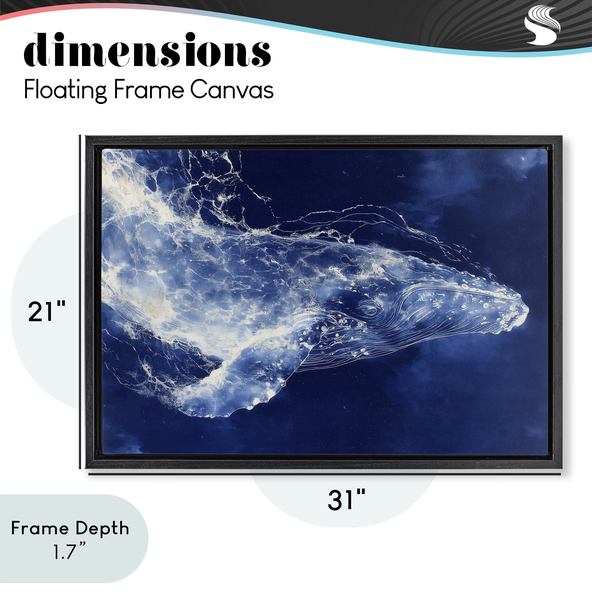 Stupell Industries Whale in Motion Black Framed Floater Canvas Wall Art, design by Chromatic Storm Studio