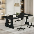 thumbnail image 4 of Tribesigns Large Conference Table or 6-8, 70.9 Inches Rectangular Meeting Table, Rustic Wood Conference Room Table for Office (Black), 4 of 5