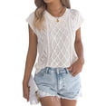 thumbnail image 2 of Women Round Neck Sweater Vest Sleeveless Summer Casual Shirts Knit Tank Top Color L, 2 of 9