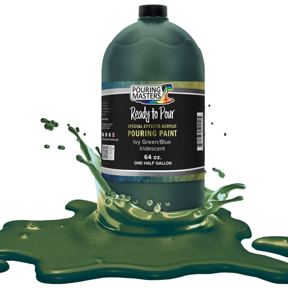 Pouring Masters Ivy Green/Blue Iridescent Special Effects Pouring Paint - Half Gallon Bottle - Acrylic Ready to Pour Pre-Mixed Water Based for Canvas, Wood, Paper, Crafts, Tile, Rocks and More
