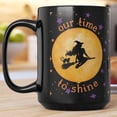 thumbnail image 2 of Halloween Witch Mug: Black Coffee Cup with Cat, Moon & Stars, 2 of 4