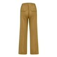 thumbnail image 3 of Jamsmile Womens Pants Solid Color Loose Comfort Linen Drawstrings Elastic Waist Straight Trousers Casual Beach Pants With Pockets, 3 of 4