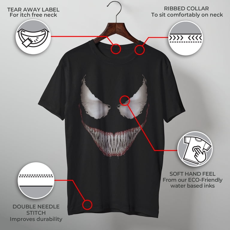 Marvel, Men's Marvel Venom Face T-Shirt, Black, 100% Cotton