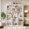 thumbnail image 3 of Hiphuta 71" Tall 4-Tier Bookcase with 10 Open Cubes, 56" Wide Extra Large Display Bookshelf with 4 Doors, for Living Room Home Office, White, 3 of 7