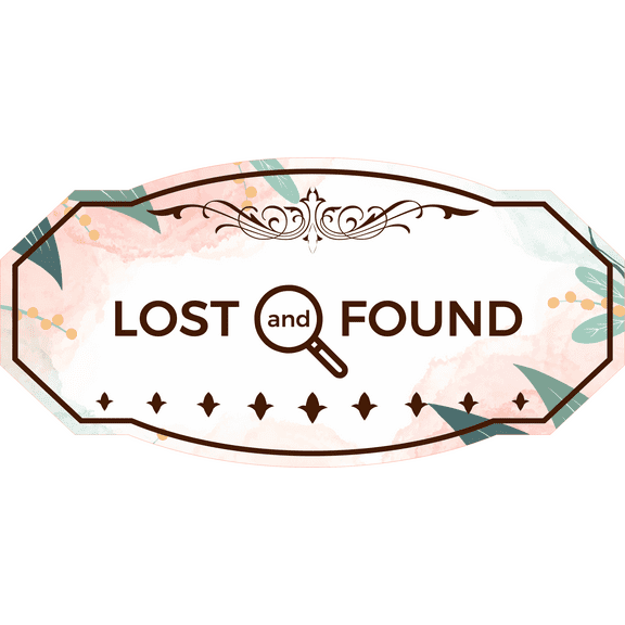 Victorian Plus Lost and Found Door or Wall Sign | Colorful Business Signage (Leaves Brown) - Large