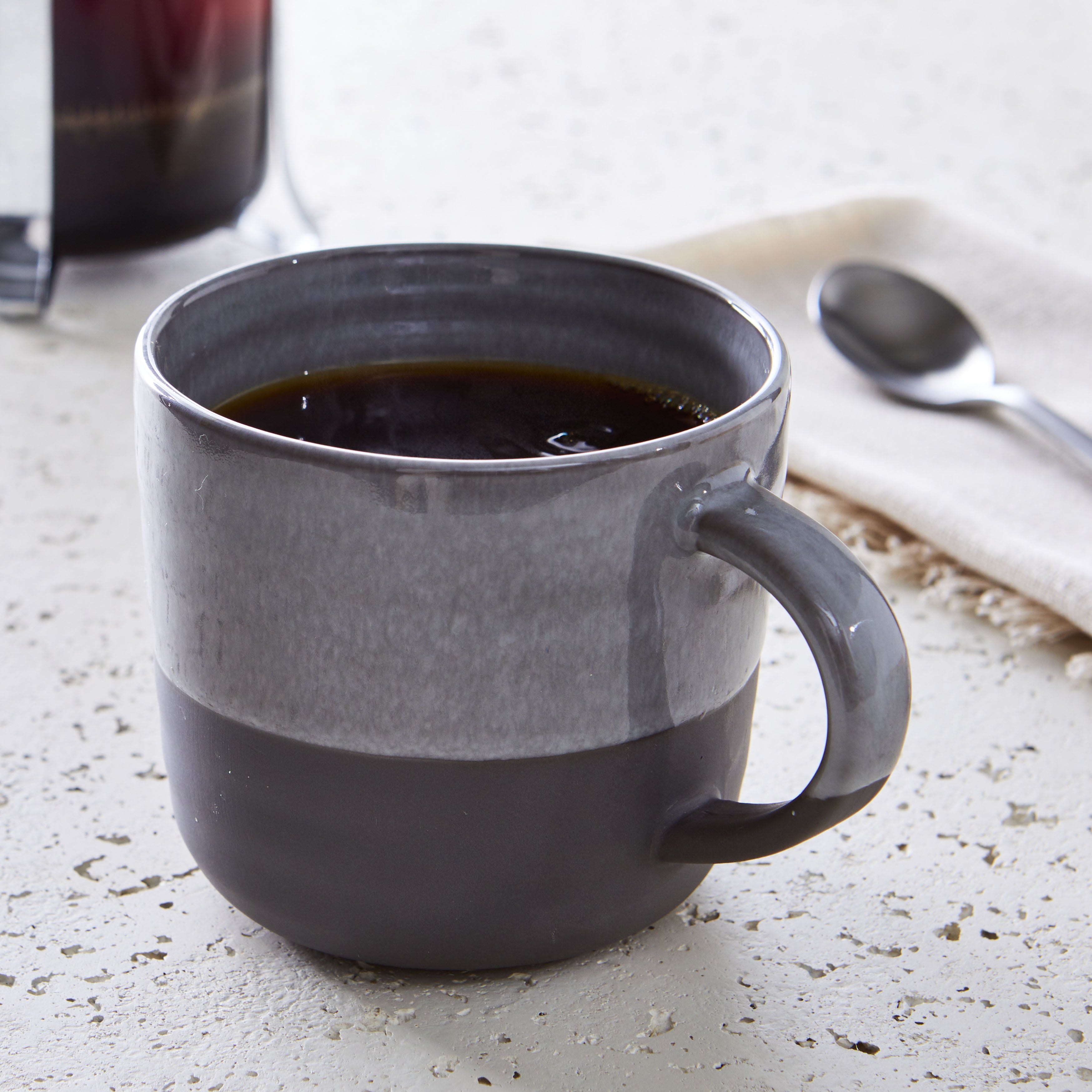 (2 pack) Better Homes & Gardens-Collins Grey Stoneware Round Mug, 15 oz
