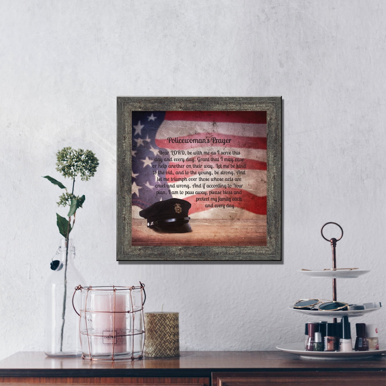 Policewoman's Prayer, Police Officer Gifts for Women, Police Woman Framed Poem, 8655BW