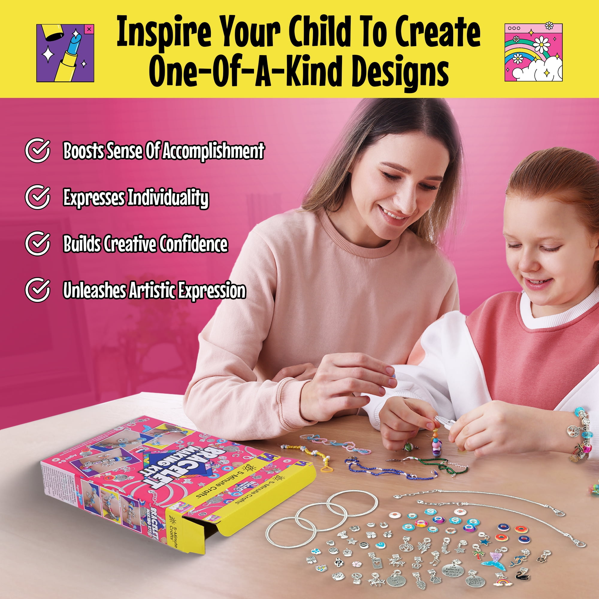 5-Minute Crafts - 1000pcs Kids Craft Supplies Complete Kit Ages 6+ as Seen  on Social Media