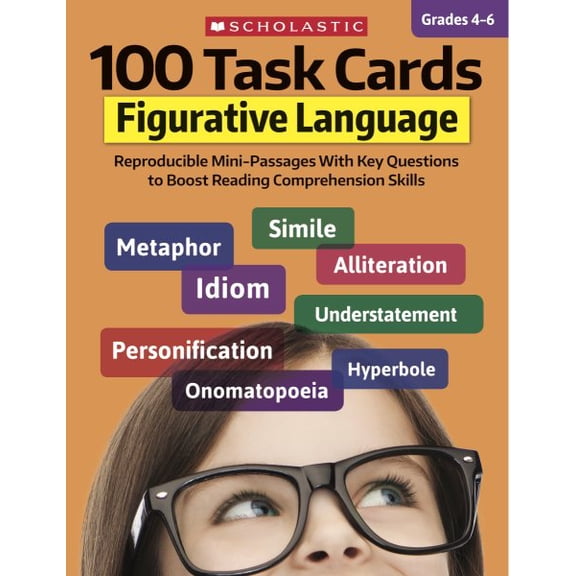Pre-Owned 100 Task Cards: Figurative Language: Reproducible Mini-Passages with Key Questions to Boost Reading Comprehension Skills Paperback