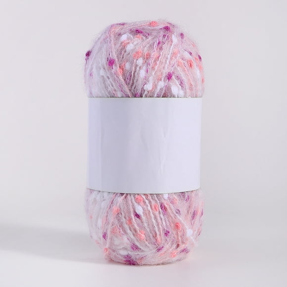 Namzi Hilo de mohair con puntos de colores de 50 g/rollo, hilo suave para tejer a mano y hacer ganchillo, ideal para bufandas, chales y manualidades, color rosa claro.